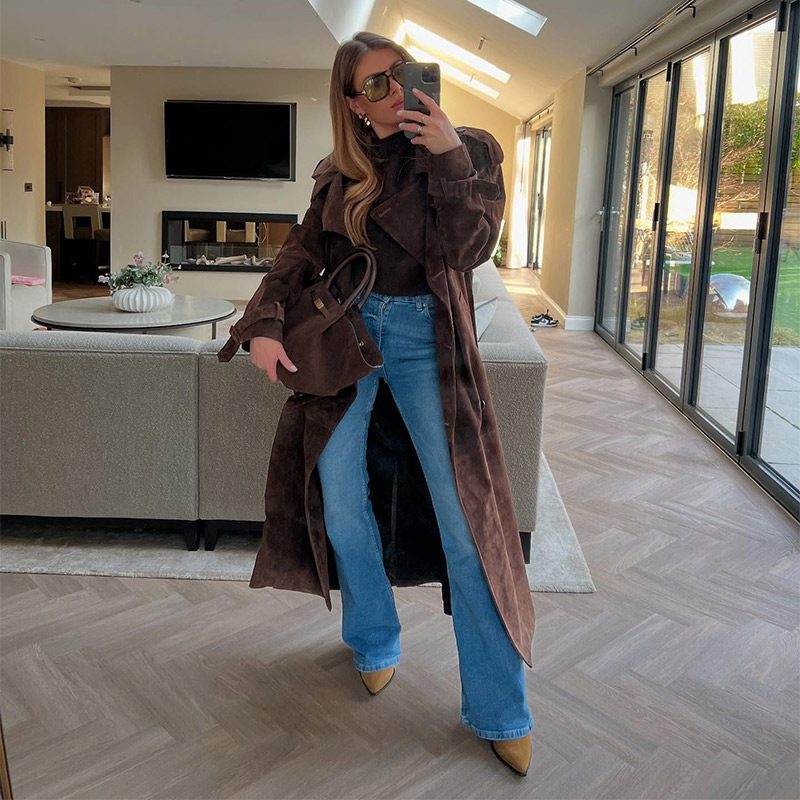 Women's Vintage Brown Suede Tr - đánh giá và giá Wool Coat Peacoat
